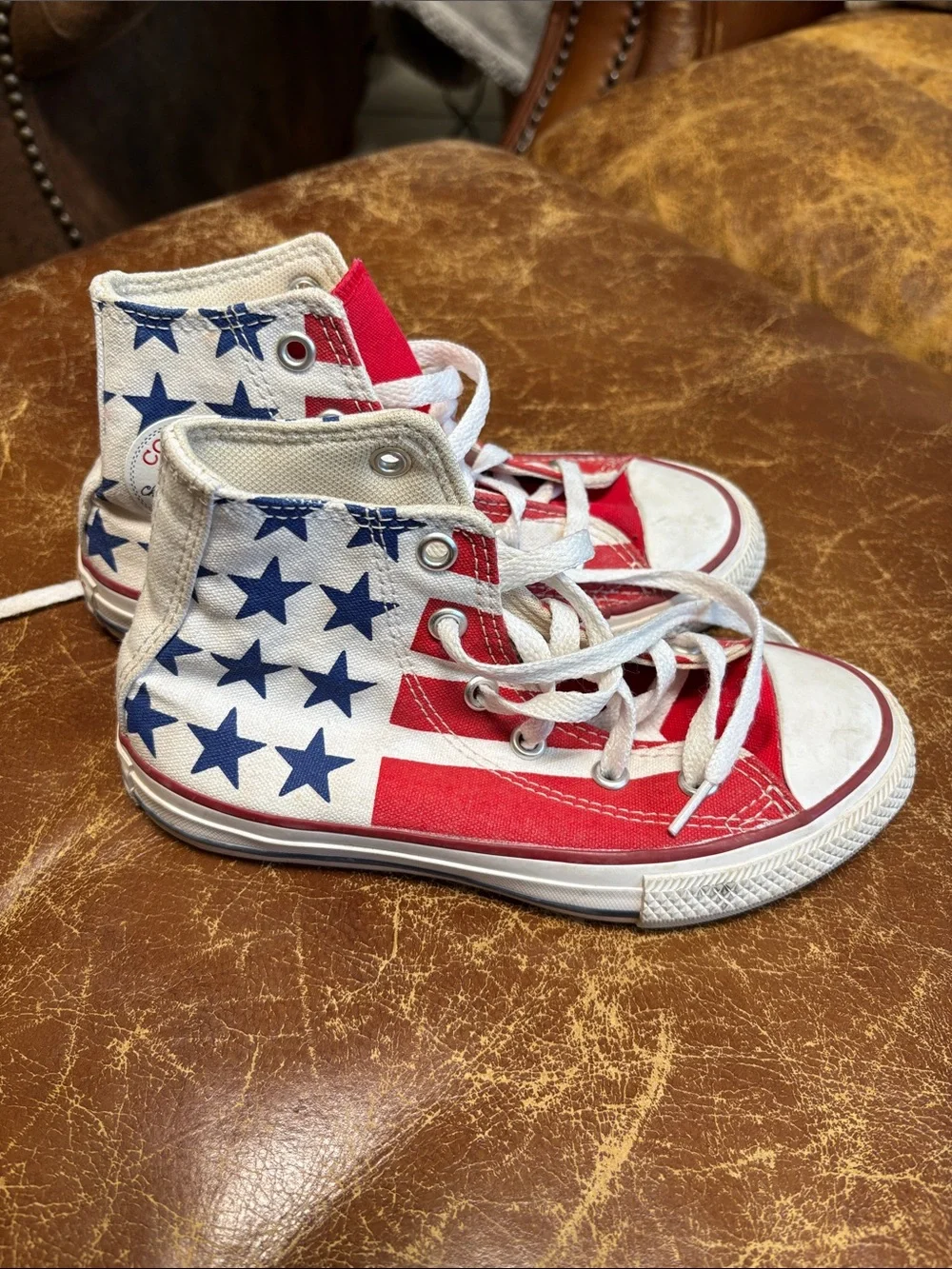 Converse Kids High-Top Sneakers - Red, White & Blue Stars